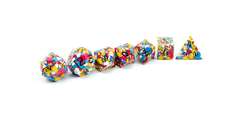 Cluster Red, White, Blue, and Yellow TruStone set of 7 dice