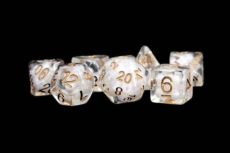 Pearl Resin: 16mm Polyhedral - Pearl with Copper Numbers (7)