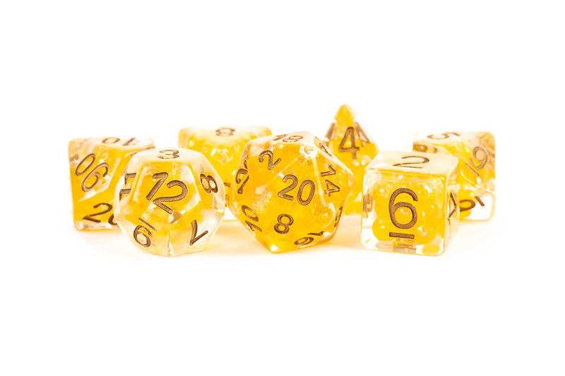 Pearl Resin: 16mm Polyhedral - Citrine with Copper Numbers (7)
