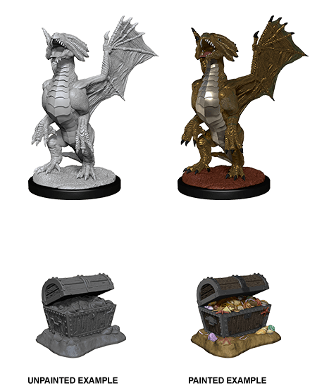 D&D Nolzur's Marvelous Unpainted Miniatures: W13 Bronze Dragon Wyrmling & Pile of Sea Treasure