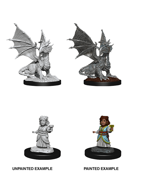 D&D Nolzur's Marvelous Unpainted Miniatures: W13 Silver Dragon Wyrmling & Halfling