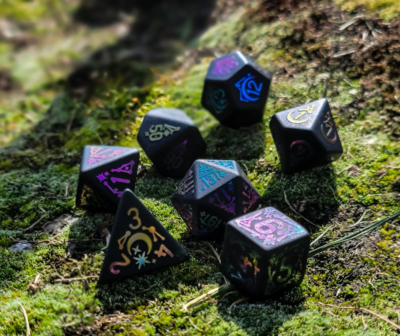 Ionized Constellation Obsidian set of 7 dice