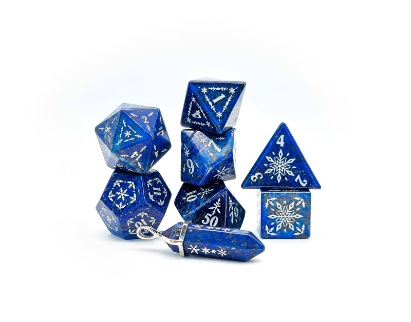 Snowflake Lapis Lazuli set of 7 dice