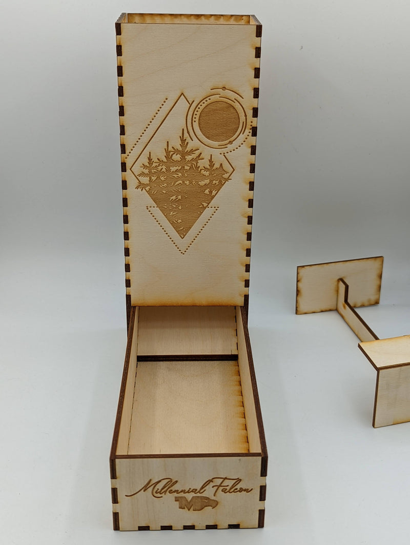 Birch Dice Tower: Owl and Forest