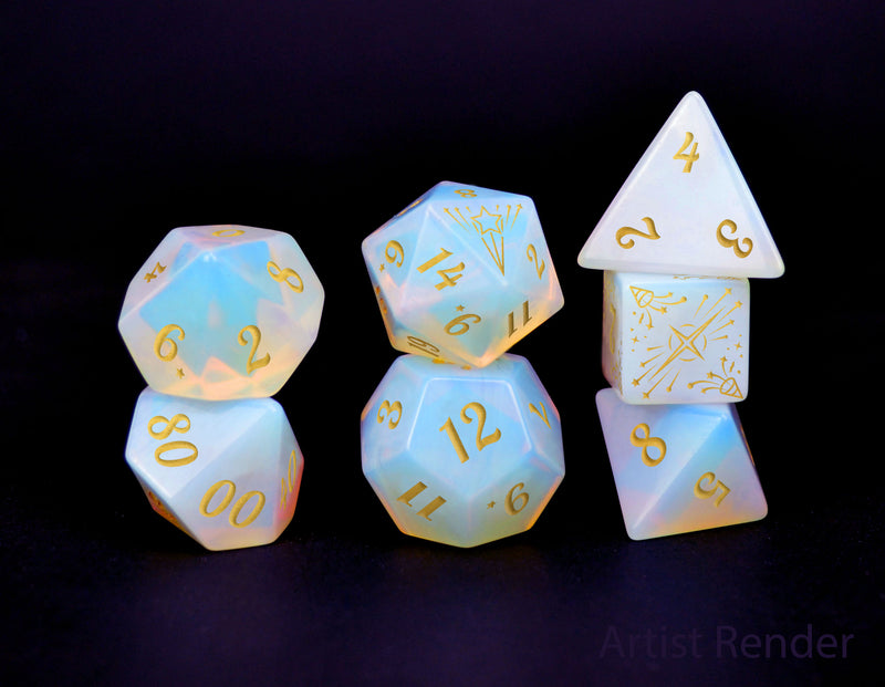 Festive Opalite set of 7 dice