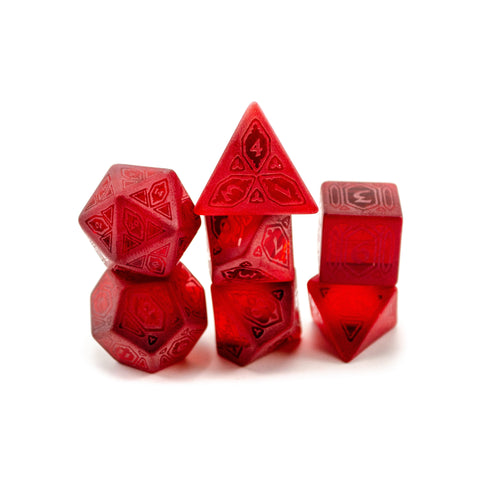 Gothic Cathedral Red Crown Crystal set of 7 dice
