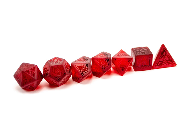 Gothic Cathedral Red Crown Crystal set of 7 dice