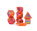 Ionized Chip Orange Cat's Eye set of 7 dice