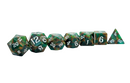 Gold Foil Green Mosaic Trustone RPG Dice 7 Set