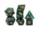 Gold Foil Green Mosaic Trustone RPG Dice 7 Set