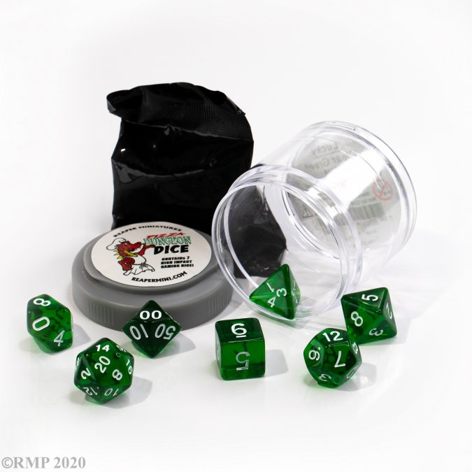 Pizza Dungeon Dice: Lucky Clear Green w/ White