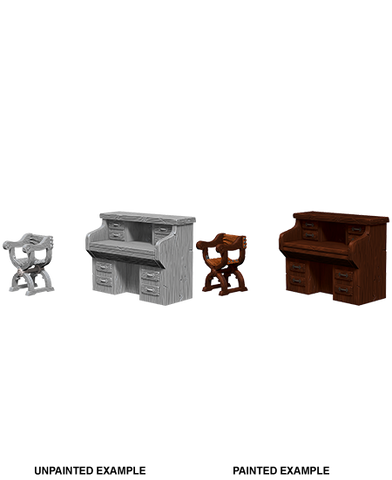 WizKids Deep Cut Unpainted Miniatures: W05 Desk & Chair