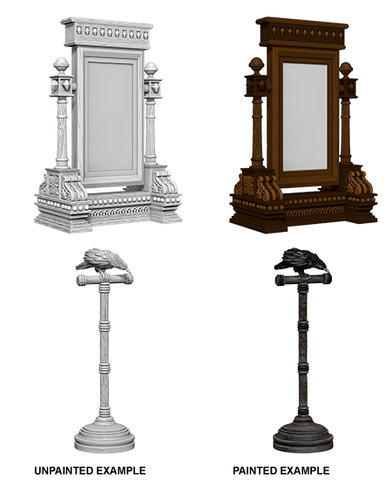 WizKids Deep Cut Unpainted Miniatures: W05 Mirror & Bird on Stand