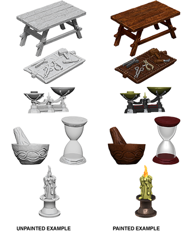 WizKids Deep Cut Unpainted Miniatures: W05 Workbench & Tools