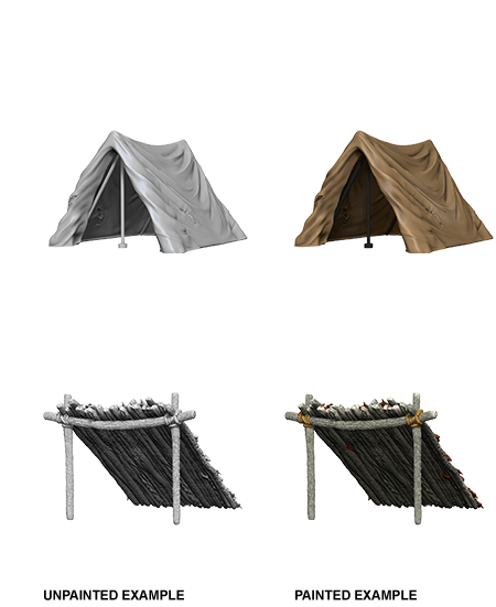 WizKids Deep Cut Unpainted Miniatures: W10 Tent & Lean-To