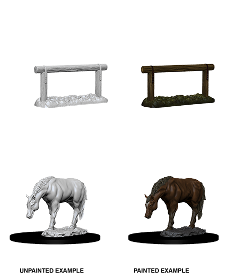 WizKids Deep Cut Unpainted Miniatures: W10 Horse & Hitch