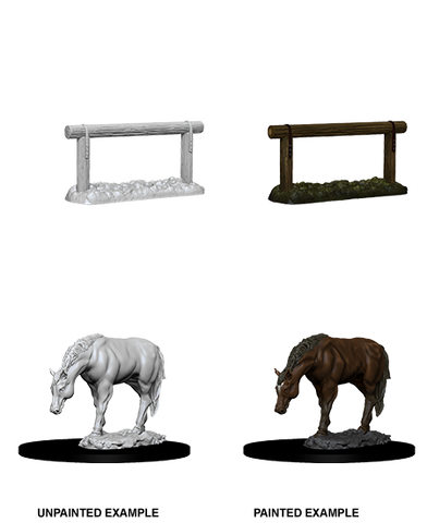 WizKids Deep Cut Unpainted Miniatures: W10 Horse & Hitch