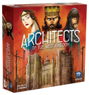 Architects of the West Kingdom box lid showing a Midieval castle, king, knight, and princess. 