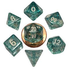 Ethereal: Mini Polyhedral Light Blue with White Numbers (7)