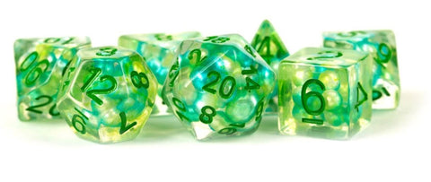 Pearl Resin: 16mm Polyhedral - Sea Foam/Green Numbers (7)