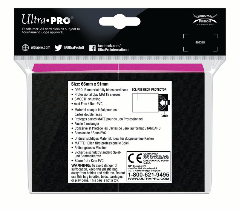 Ultra PRO: Standard 100ct Sleeves - Eclipse Matte (Hot Pink)
