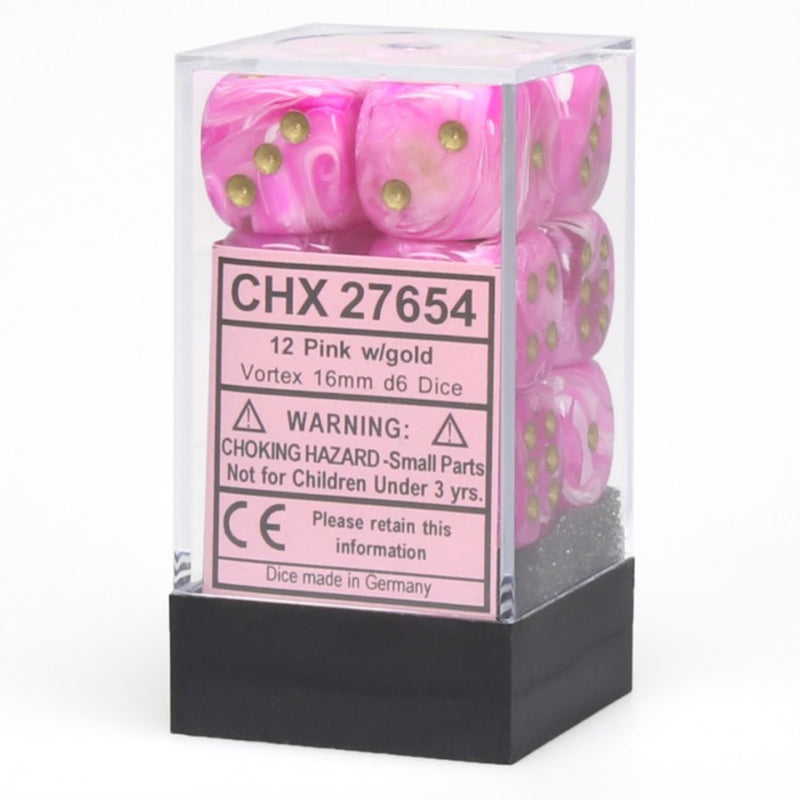 Vortex: 16mm D6 Pink/Gold (12)