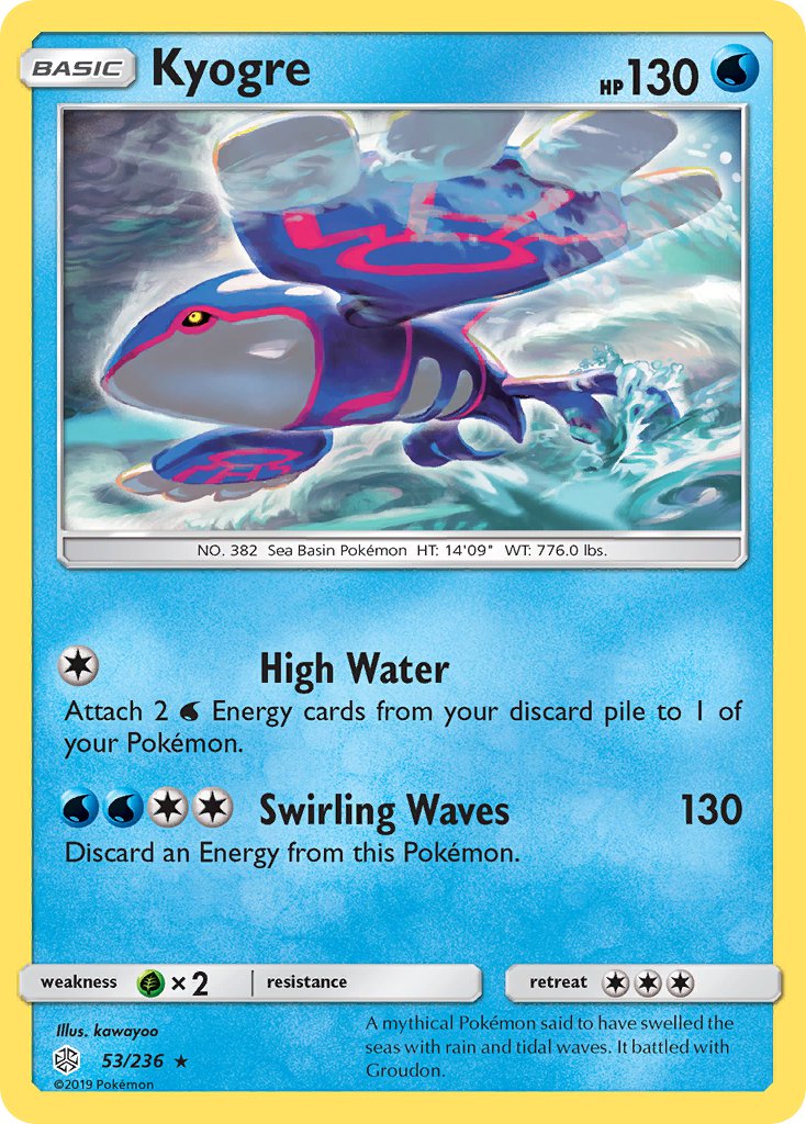 Kyogre (53/236) (Cracked Ice Holo) (Theme Deck Exclusive) [Sun & Moon: Cosmic Eclipse]