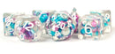 Pearl Resin: 16mm Polyhedral - Gradient Purple/Teal/White Numbers (7)
