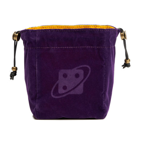 Sirus Dice: Reversible Purple and Gold with Brass Clasp Dice Bag